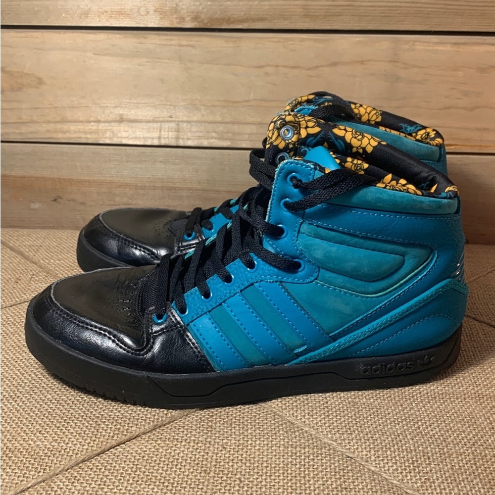 Adidas High Top Floral Shoes Turquoise Black Women Si… Gem